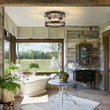 Load image into Gallery viewer, Farmhouze Light - Rustic Brown Hemp Rope Drum Lantern Semi Flush Mount - Ceiling Light - Oil - Rubbed Bronze - 
