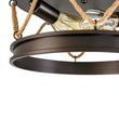 Load image into Gallery viewer, Farmhouze Light - Rustic Brown Hemp Rope Drum Lantern Semi Flush Mount - Ceiling Light - Oil - Rubbed Bronze - 
