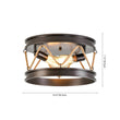 Load image into Gallery viewer, Farmhouze Light - Rustic Brown Hemp Rope Drum Lantern Semi Flush Mount - Ceiling Light - Oil - Rubbed Bronze - 
