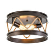 Load image into Gallery viewer, Farmhouze Light - Rustic Brown Hemp Rope Drum Lantern Semi Flush Mount - Ceiling Light - Oil - Rubbed Bronze - 
