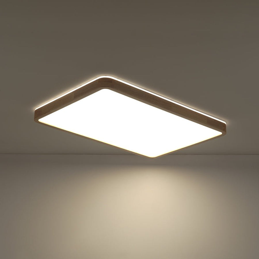 Farmhouze Light - Rustic Dimmable LED Wooden Large Rectangle Ceiling Light - Ceiling Light - 24.6 In - 