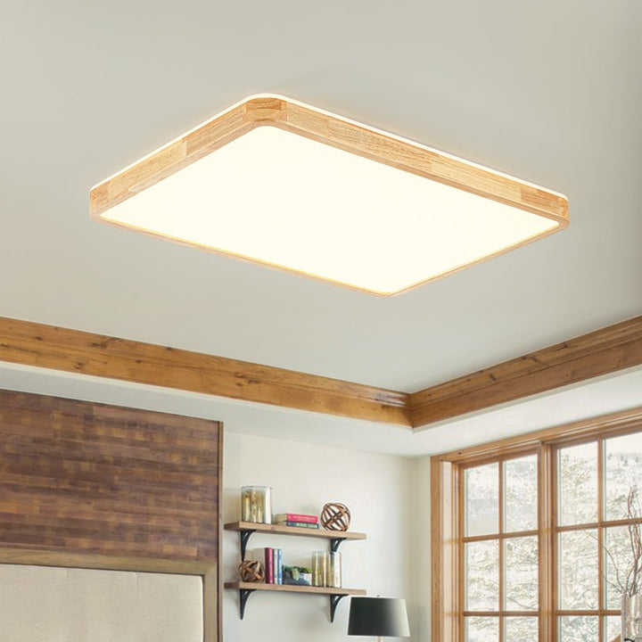 Farmhouze Light - Rustic Dimmable LED Wooden Large Rectangle Ceiling Light - Ceiling Light - 24.6 In - 