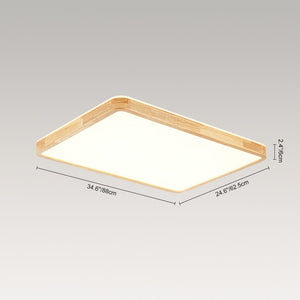 Farmhouze Light - Rustic Dimmable LED Wooden Large Rectangle Ceiling Light - Ceiling Light - 24.6 In - 