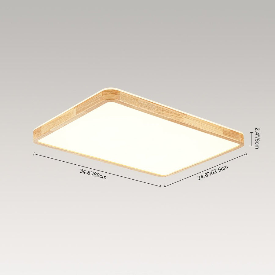 Farmhouze Light - Rustic Dimmable LED Wooden Large Rectangle Ceiling Light - Ceiling Light - 24.6 In - 