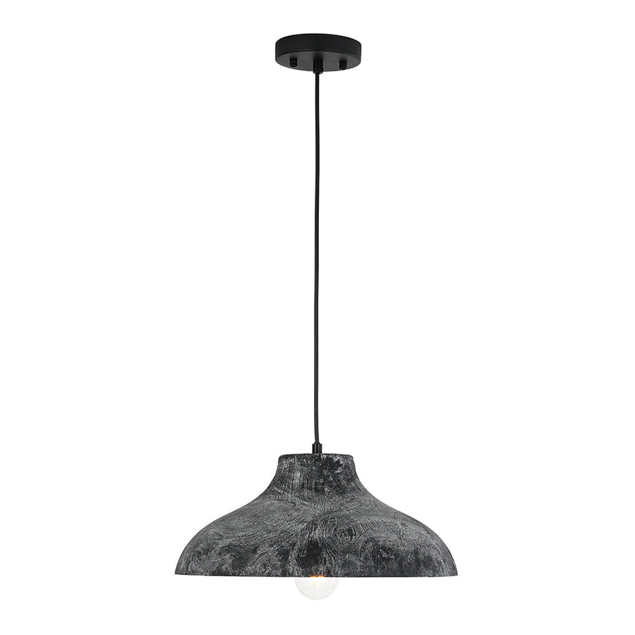 Farmhouze Light - Rustic Distressed Black Wooden Dome Pendant light - Pendant - 15 inches - 