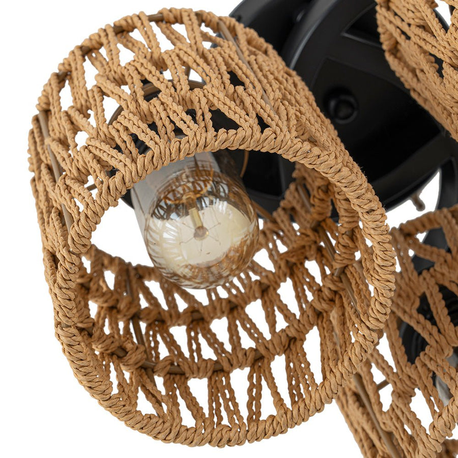 Farmhouze Light - Rustic Farmhouse Woven Rope Shade Semi Flush Mount - Ceiling Light - 3 Bulbs - 