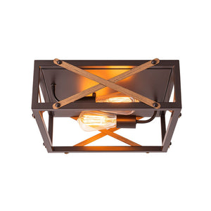 Farmhouze Light - Rustic Square Cage Flush Mount Ceiling Light Vintage - Ceiling Light - 2 - Light - 