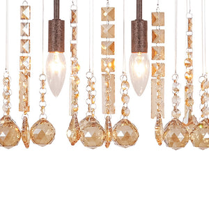 Farmhouze Light - Rusty Glam Amber Crystal Linear Island Chandelier - Chandelier - 7 Bulbs - 