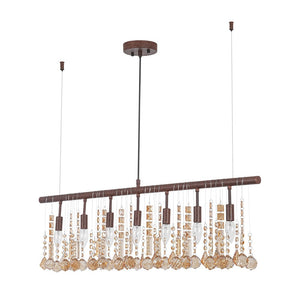 Farmhouze Light - Rusty Glam Amber Crystal Linear Island Chandelier - Chandelier - 7 Bulbs - 