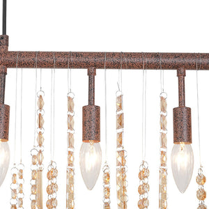 Farmhouze Light - Rusty Glam Amber Crystal Linear Island Chandelier - Chandelier - 7 Bulbs - 