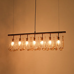 Farmhouze Light - Rusty Glam Amber Crystal Linear Island Chandelier - Chandelier - 7 Bulbs - 