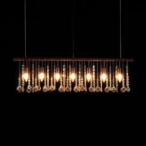 Farmhouze Light - Rusty Glam Amber Crystal Linear Island Chandelier - Chandelier - 7 Bulbs - 