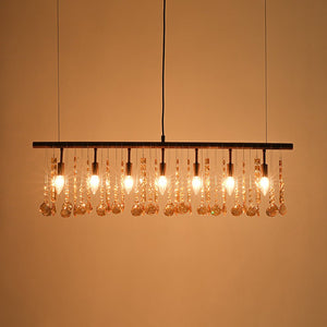 Farmhouze Light - Rusty Glam Amber Crystal Linear Island Chandelier - Chandelier - 7 Bulbs - 