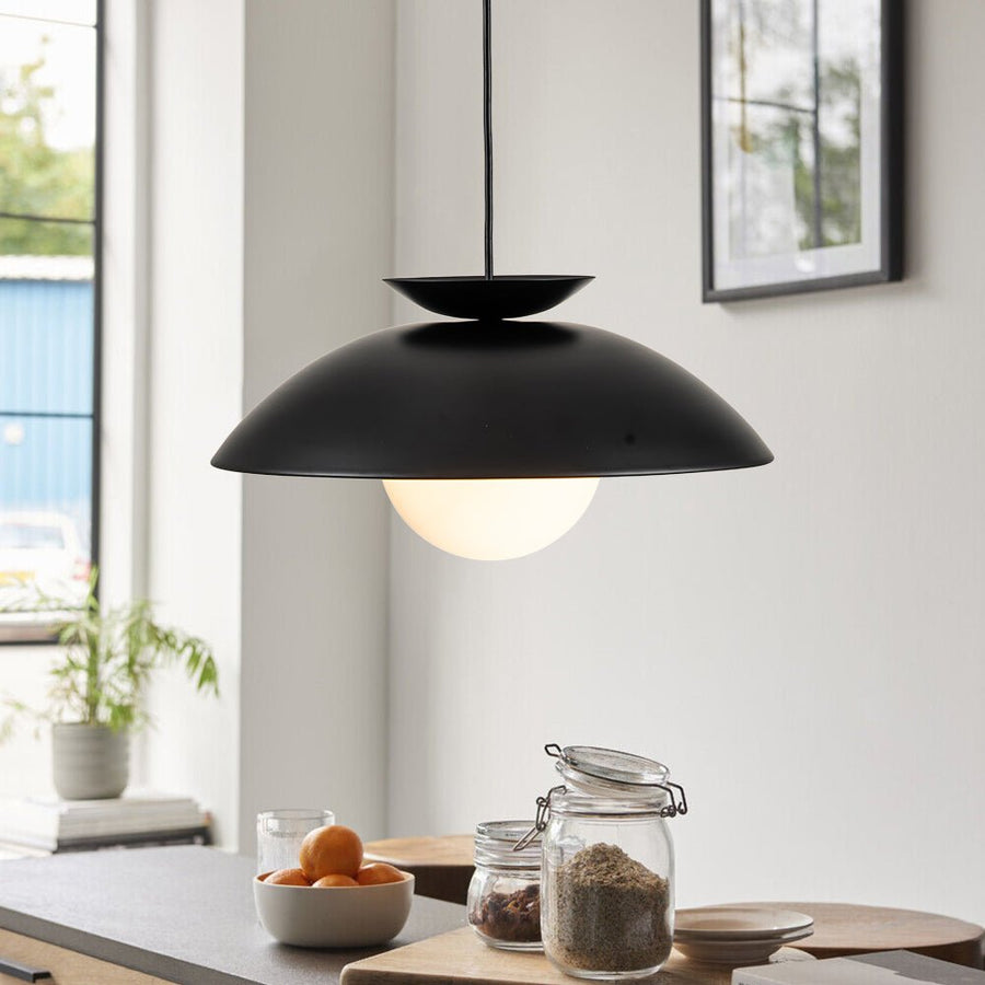 Farmhouze Light-Scandinavian Single Metal Dome Kitchen Pendant-Pendant-Black-