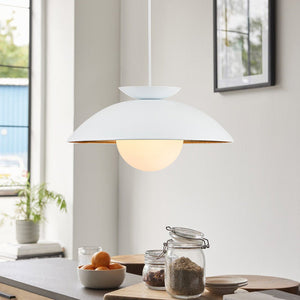 Farmhouze Light-Scandinavian Single Metal Dome Kitchen Pendant-Pendant-White-