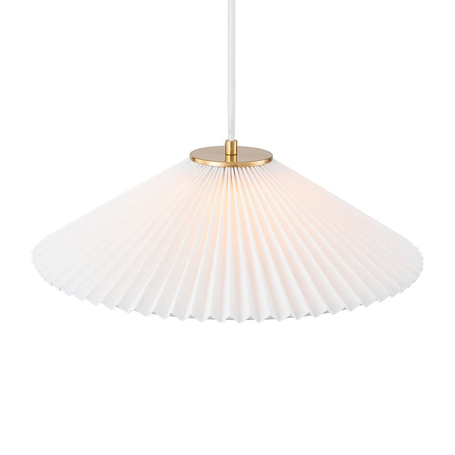 Farmhouze Light - Sculptural 1 - Light Pleated Cone White Linen Pendant Light - Chandelier - 18.1 in - 