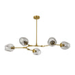 Load image into Gallery viewer, Farmhouze Light-Sculptural 5-Light Gray Tinted Glass Globe Branch Island Pendant-Chandelier-Brass-
