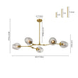 Load image into Gallery viewer, Farmhouze Light-Sculptural 5-Light Gray Tinted Glass Globe Branch Island Pendant-Chandelier-Brass-
