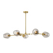 Load image into Gallery viewer, Farmhouze Light-Sculptural 5-Light Gray Tinted Glass Globe Branch Island Pendant-Chandelier-Brass-
