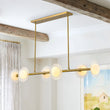 Load image into Gallery viewer, Farmhouze Light-Sculptural Brass Layered Frosted Glass Linear Island Pendant-Chandelier-Brass-
