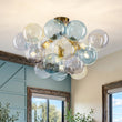 Load image into Gallery viewer, Farmhouze Light - Sculptural Cluster Color Tinted Glass Globe Bubble Semi Flush - Chandelier - 24.8 in - 
