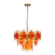 Load image into Gallery viewer, Farmhouze Light-Sculptural Retro Tangerine Glass Disc Tiered Round Chandelier-Chandelier-Brass-
