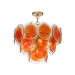 Load image into Gallery viewer, Farmhouze Light-Sculptural Retro Tangerine Glass Disc Tiered Round Chandelier-Chandelier-Brass-

