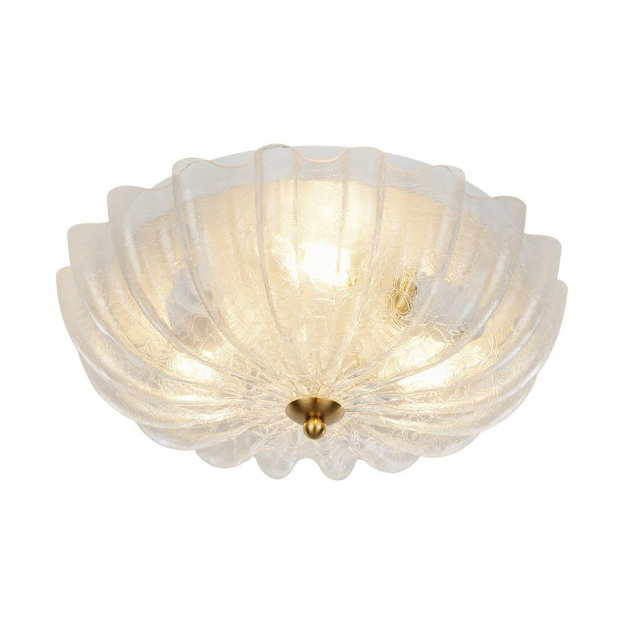 Farmhouze Light - Shabby Chic Flower Crackle Frosted Glass Ceiling Light - Ceiling Light - Clear Glass - 