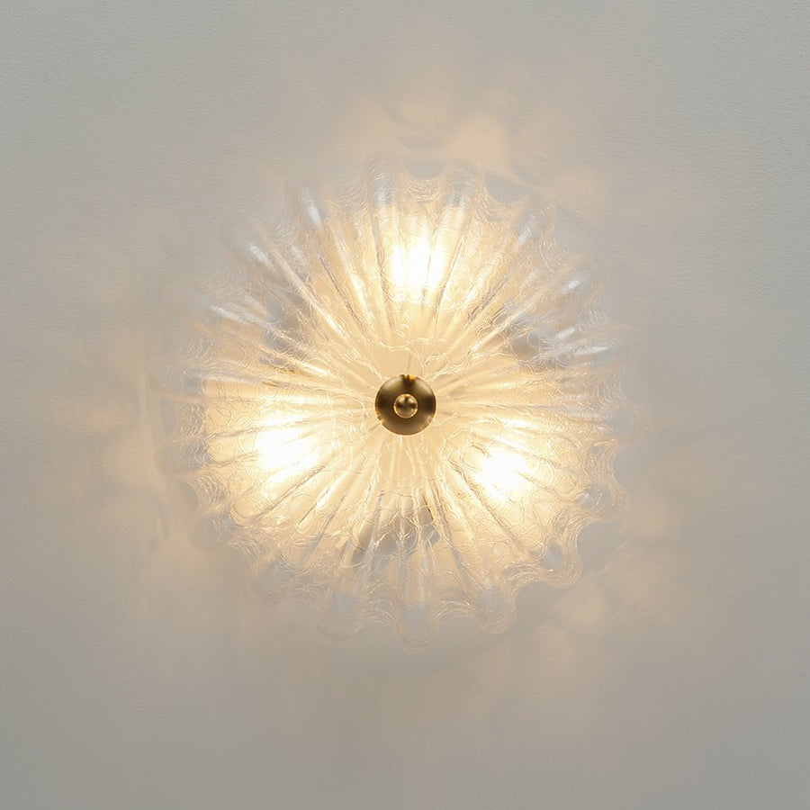 Farmhouze Light - Shabby Chic Flower Crackle Frosted Glass Ceiling Light - Ceiling Light - Clear Glass - 