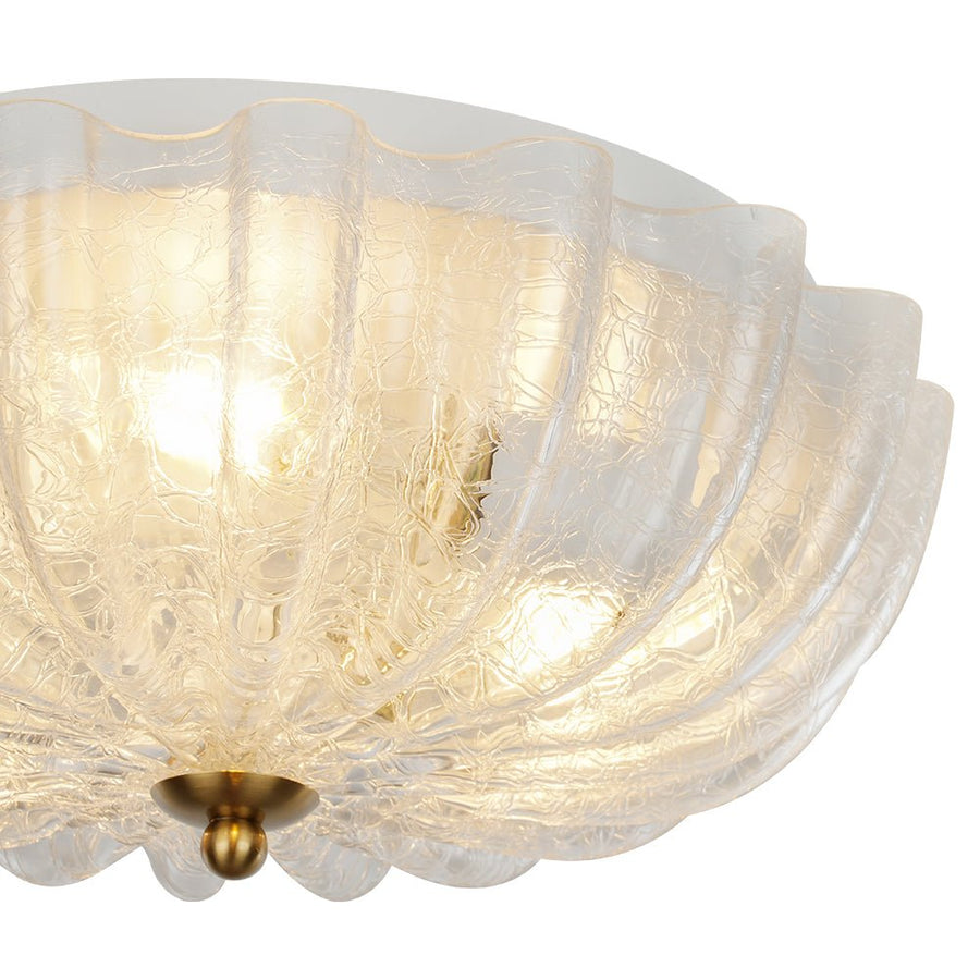 Farmhouze Light - Shabby Chic Flower Crackle Frosted Glass Ceiling Light - Ceiling Light - Clear Glass - 