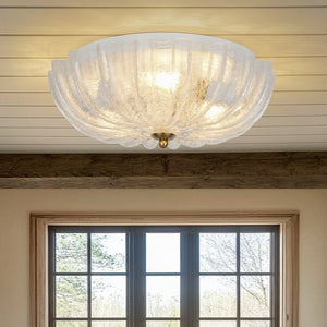 Farmhouze Light - Shabby Chic Flower Crackle Frosted Glass Ceiling Light - Ceiling Light - Clear Glass - 