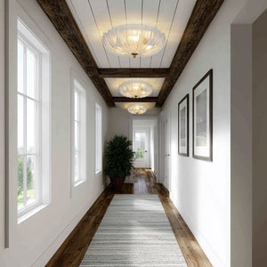 Farmhouze Light - Shabby Chic Flower Crackle Frosted Glass Ceiling Light - Ceiling Light - Clear Glass - 