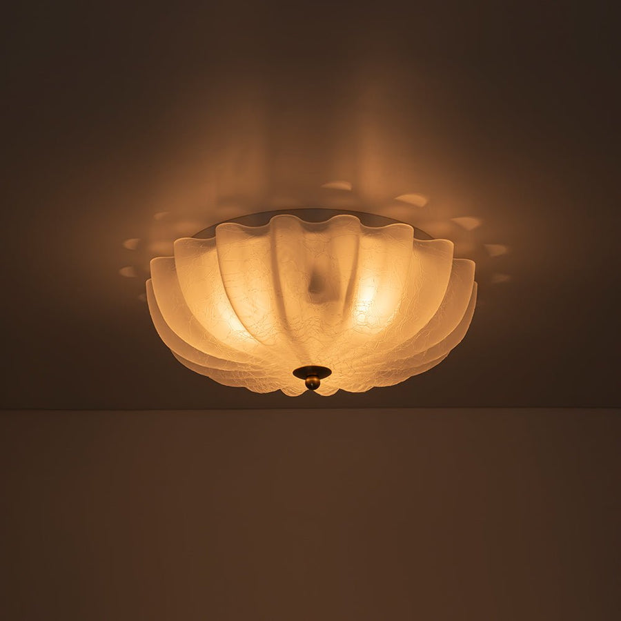Farmhouze Light - Shabby Chic Flower Crackle Frosted Glass Ceiling Light - Ceiling Light - White - 