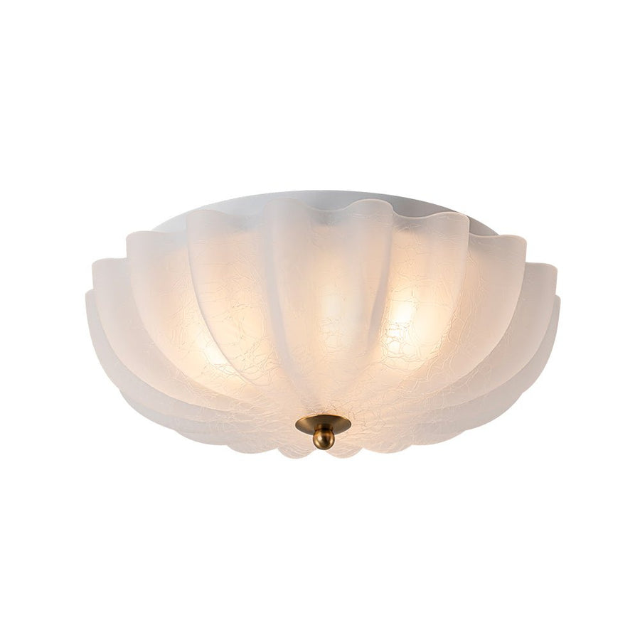 Farmhouze Light - Shabby Chic Flower Crackle Frosted Glass Ceiling Light - Ceiling Light - White - 