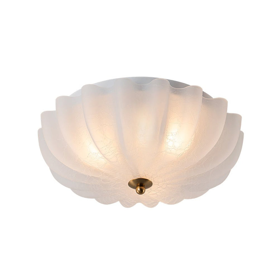 Farmhouze Light - Shabby Chic Flower Crackle Frosted Glass Ceiling Light - Ceiling Light - White - 