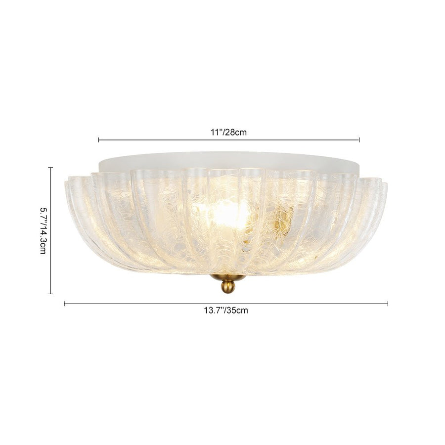 Farmhouze Light - Shabby Chic Flower Crackle Frosted Glass Ceiling Light - Ceiling Light - White Glass (Back Order) - 