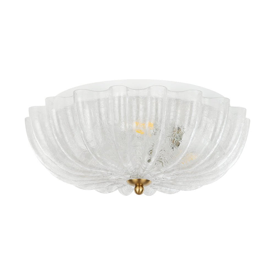 Farmhouze Light - Shabby Chic Flower Crackle Frosted Glass Ceiling Light - Ceiling Light - White Glass (Back Order) - 