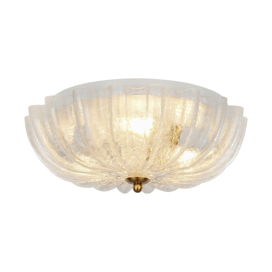 Farmhouze Light - Shabby Chic Flower Crackle Frosted Glass Ceiling Light - Ceiling Light - White Glass (Back Order) - 