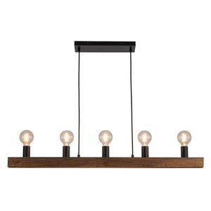 Farmhouze Light-Simple Wide Linear Wood Kitchen Island Pendant-Chandelier-5 Bulbs-