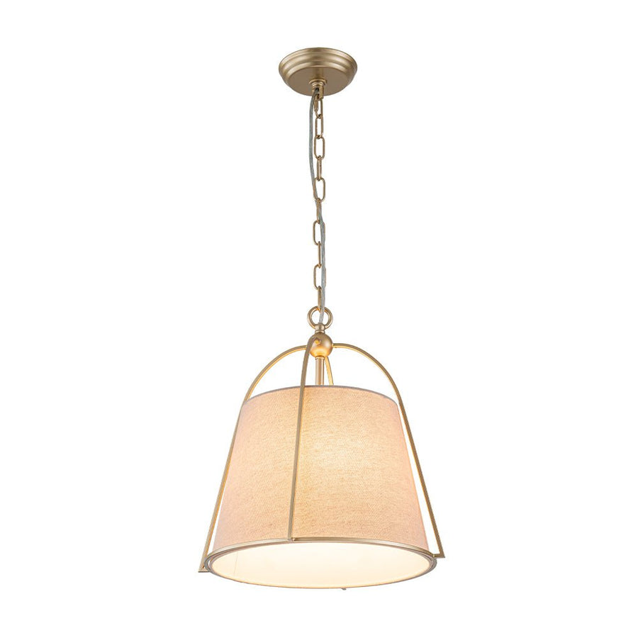 Farmhouze Light - Spanish Farmhouse 1 - Light Drum Beige Linen Lantern Pendant - Chandelier - 14.6 in - 