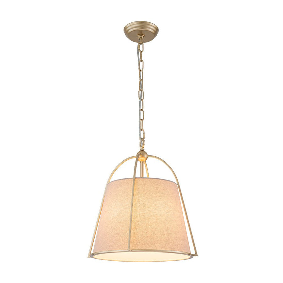 Farmhouze Light - Spanish Farmhouse 1 - Light Drum Beige Linen Lantern Pendant - Chandelier - 14.6 in - 