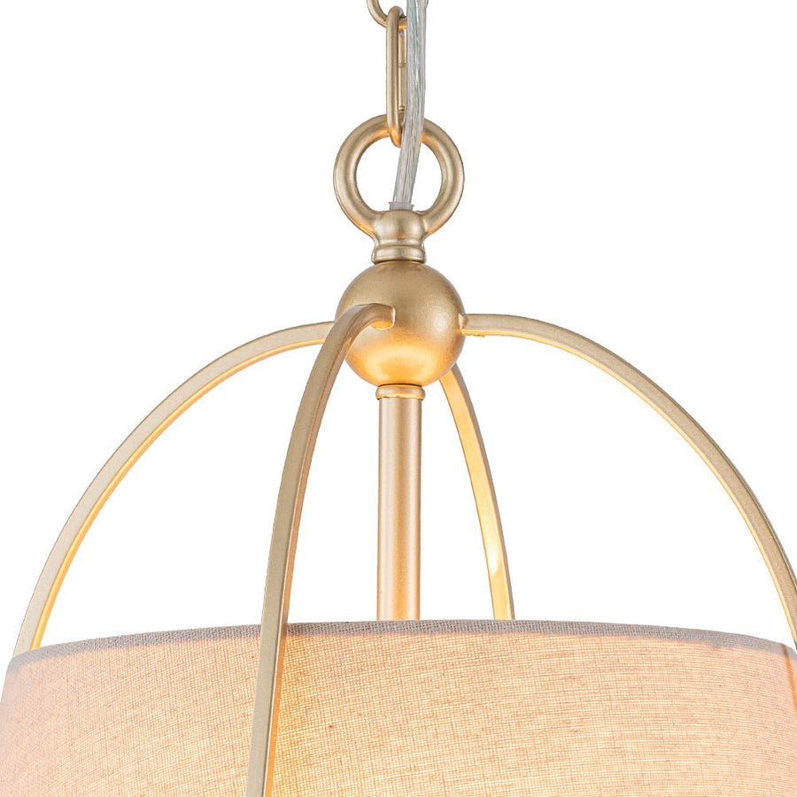 Farmhouze Light - Spanish Farmhouse 1 - Light Drum Beige Linen Lantern Pendant - Chandelier - 14.6 in - 