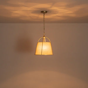 Farmhouze Light - Spanish Farmhouse 1 - Light Drum Beige Linen Lantern Pendant - Chandelier - 14.6 in - 