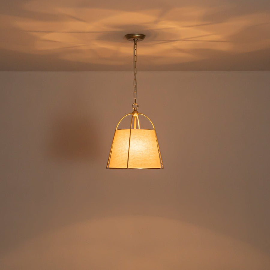 Farmhouze Light - Spanish Farmhouse 1 - Light Drum Beige Linen Lantern Pendant - Chandelier - 14.6 in - 