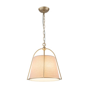 Farmhouze Light - Spanish Farmhouse 1 - Light Drum Beige Linen Lantern Pendant - Chandelier - 14.6 in - 