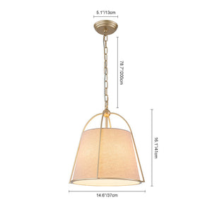 Farmhouze Light - Spanish Farmhouse 1 - Light Drum Beige Linen Lantern Pendant - Chandelier - 14.6 in - 
