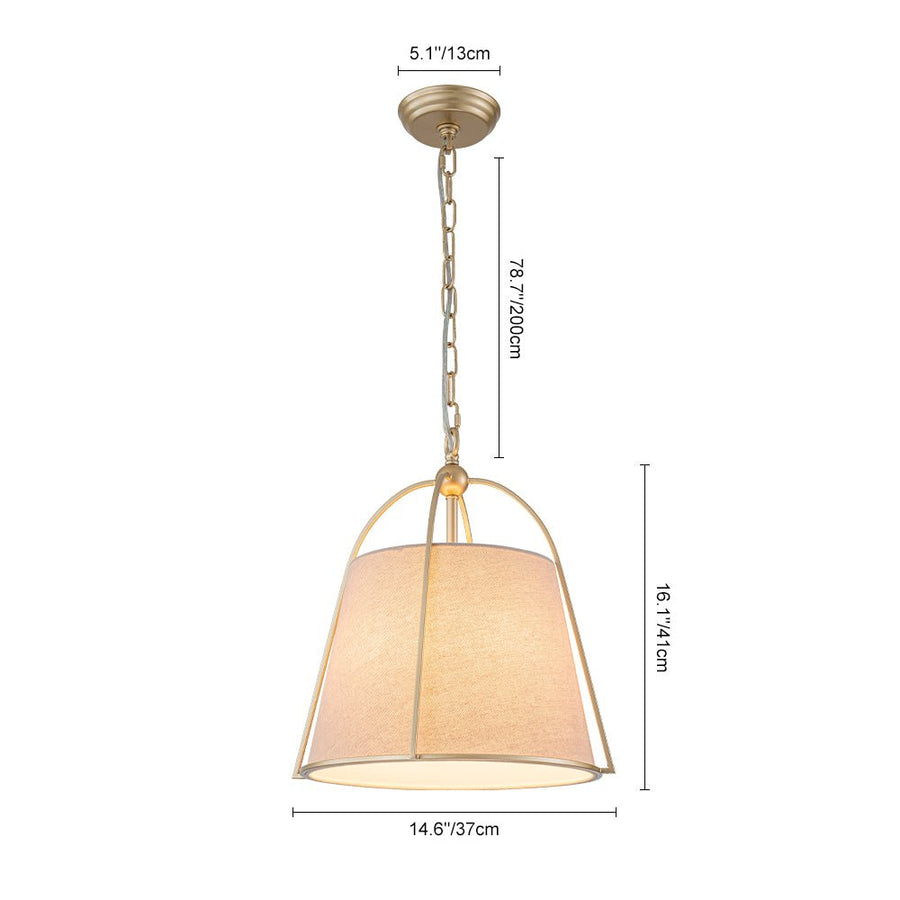 Farmhouze Light - Spanish Farmhouse 1 - Light Drum Beige Linen Lantern Pendant - Chandelier - 14.6 in - 