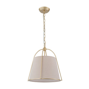 Farmhouze Light - Spanish Farmhouse 1 - Light Drum Beige Linen Lantern Pendant - Chandelier - 14.6 in - 