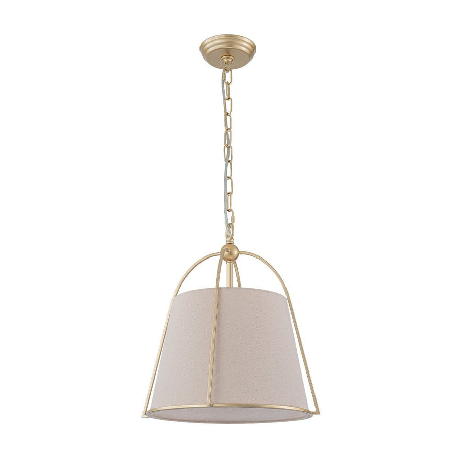 Farmhouze Light - Spanish Farmhouse 1 - Light Drum Beige Linen Lantern Pendant - Chandelier - 14.6 in - 