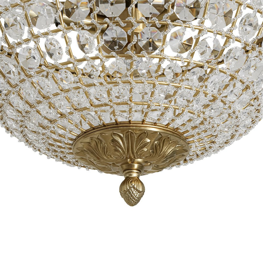 Farmhouze Light - Spanish Luxury Brass Crystal Dome Flush Mount Ceiling Light - Ceiling Light - 15 in - 